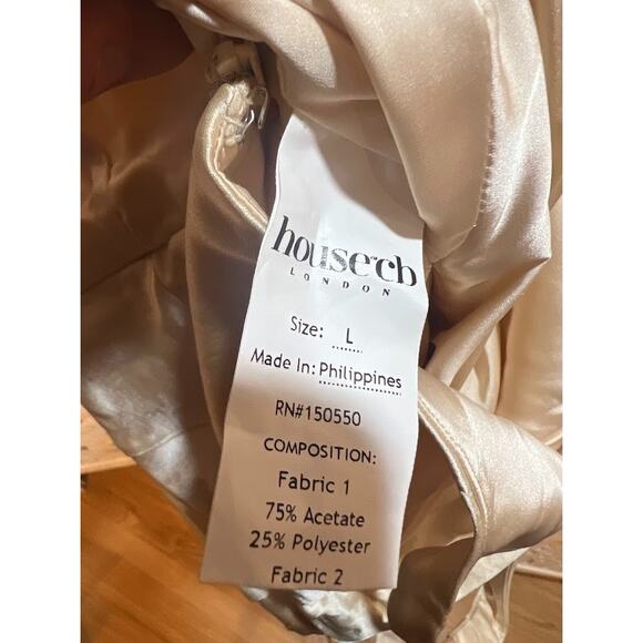 House of CB Vittoria Champagne Chiffon Floral Length Gown Size L Large - Picture 8 of 10